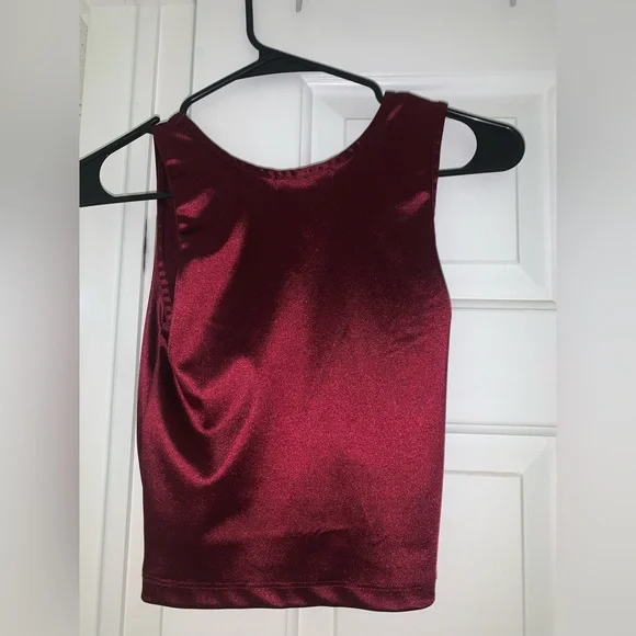 Red Satin Crop Top - Picture 3 of 3